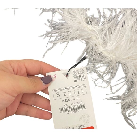 Zara Womens Mini Dress S Small Black Feather Party Cocktail Evening 4772/226 NWT - Picture 7 of 16